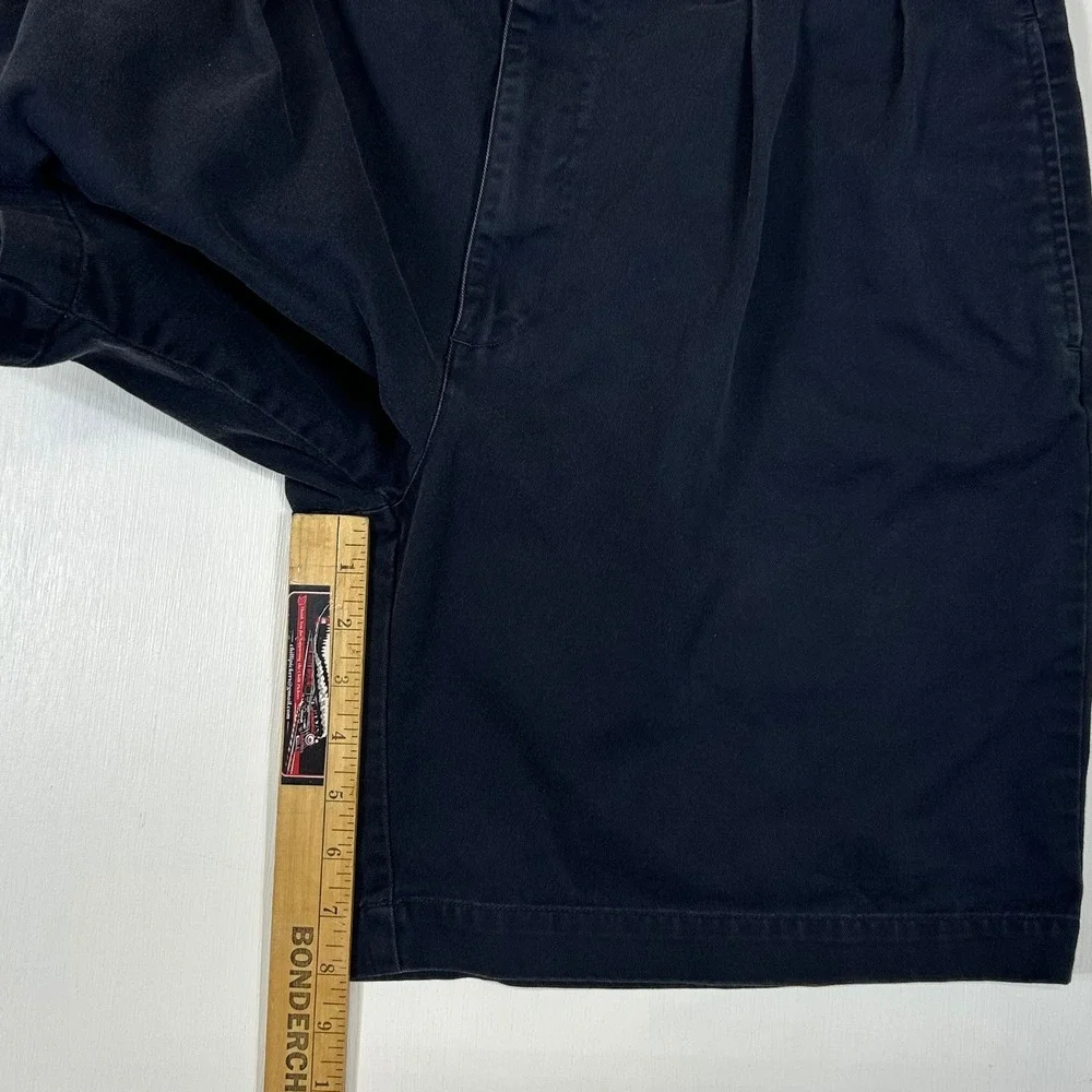 Polo Ralph Lauren Tyler Short Mens 36 Navy Blue Pleated Chino Cotton VTG RN41381